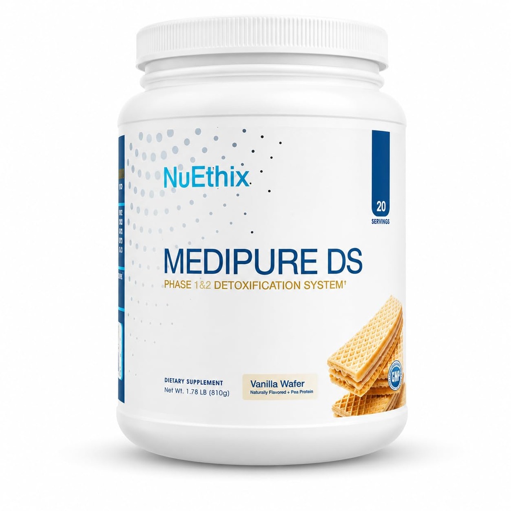 NuEthix Formulations Medipure DS s Pea Protein Fáza 1 a 2 Detoxikačný systém, Doplnok k pomoci podporu tela a prírodné detoxikačné proces, Vanilla Wafer (nekofeínovaný), 20 Servisov