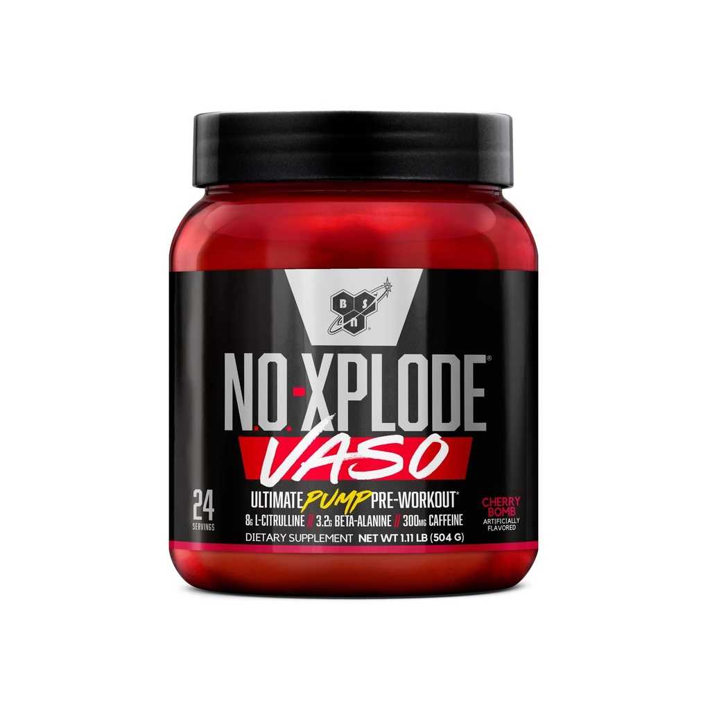 BSN N.O.-XPLODE Powder Vaso Pre Cvičenie s 8 g L-citrulínu a 3,2 g Beta-Alanínu a energie, Chuť: Cherry Bomb, 24 Servings