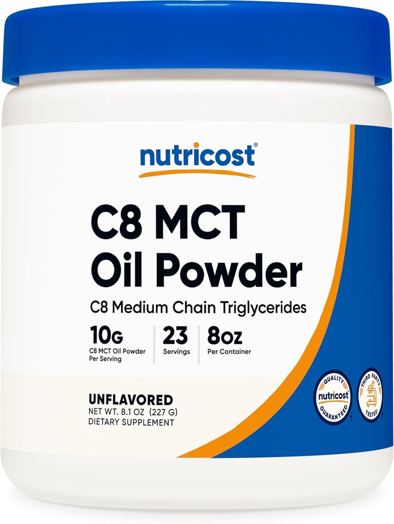 Nutricost C8 MCT Powder 23 Servings (8oz) - 95% C8 MCT Powder Oil