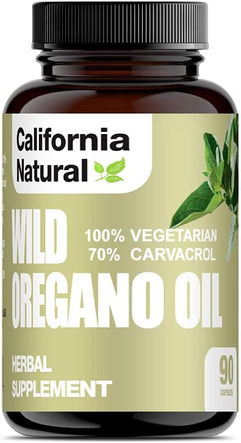 Wild Oregano Oil Vegetariánske mäkké kapsuly - Kalifornia Natural - Immune System & Digestive Support - Promotion Gut Health & Healthy Digestion - 100% Vegetarián - 70% Carvatrol - Bylinný 90 Počet