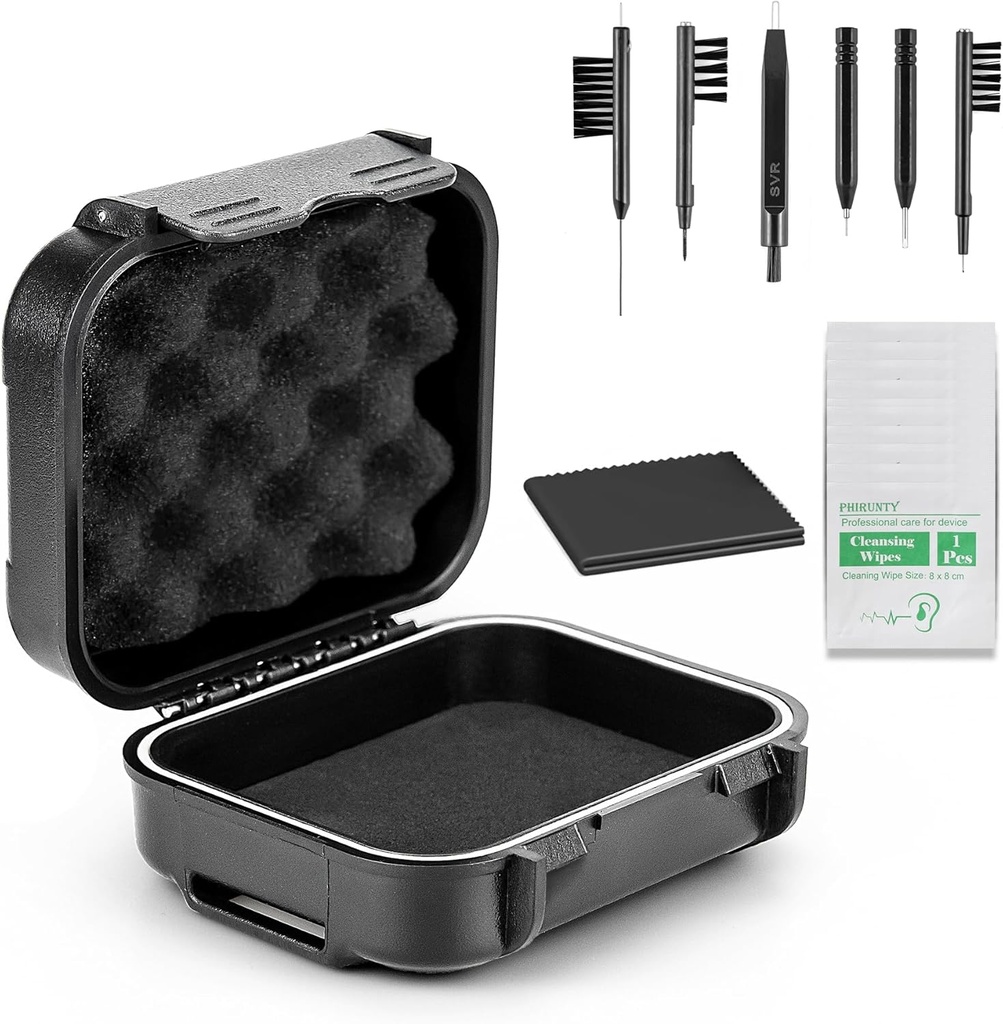 18 Pieces Set High Seal vodeodolné puzdro na sluchovú pomoc s extrahovateľným Sponge, Drop-Proof, Shock-Proof a Crush-Proof Storage Box, Sluchové pomôcky Príslušenstvo s čistiacimi súpravami