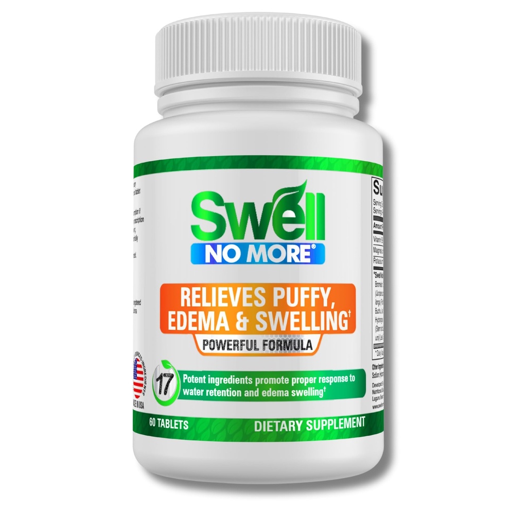 SwellNoMore Natural Supplement Reduces Water Retention, Bloating, Puffy Eyes, Opuchnuté nohy, Opuchy nôh, Opuchy Ankles & Other Typy Edema & Opuch, Rýchle & Prirodzene -1 fľaša (1 mesiac dodávky)