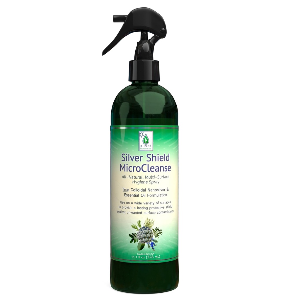 Sanitizer strieborného štítu, všetko prírodné koloidné striebro MicroCleanser, 12 oz.