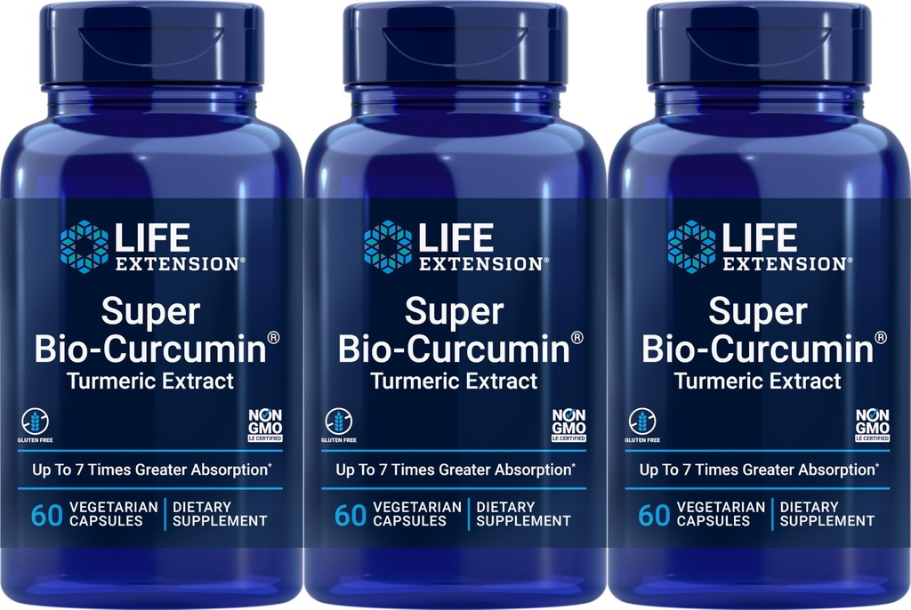 Life Extension Super Bio-Curcumin Turmeric Extract 400 mg, 60 Vegetariánskych kapsúl (Pack of 3)