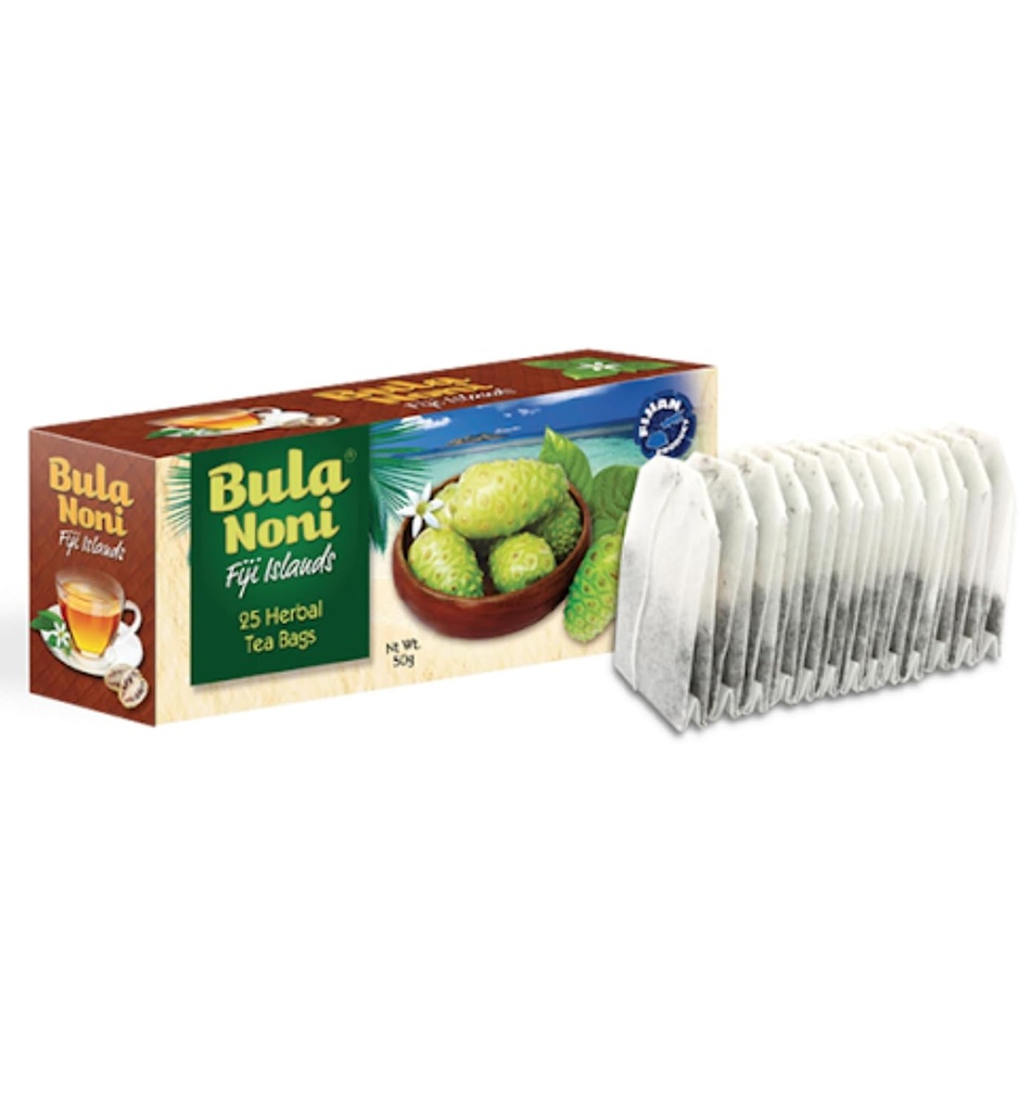 Bula Noni - Noni bylinný čaj - 25 Čajové tašky (50g) Čistý cejlón zelený čaj, vyrobený s noni ovocné listy ... z FIJI