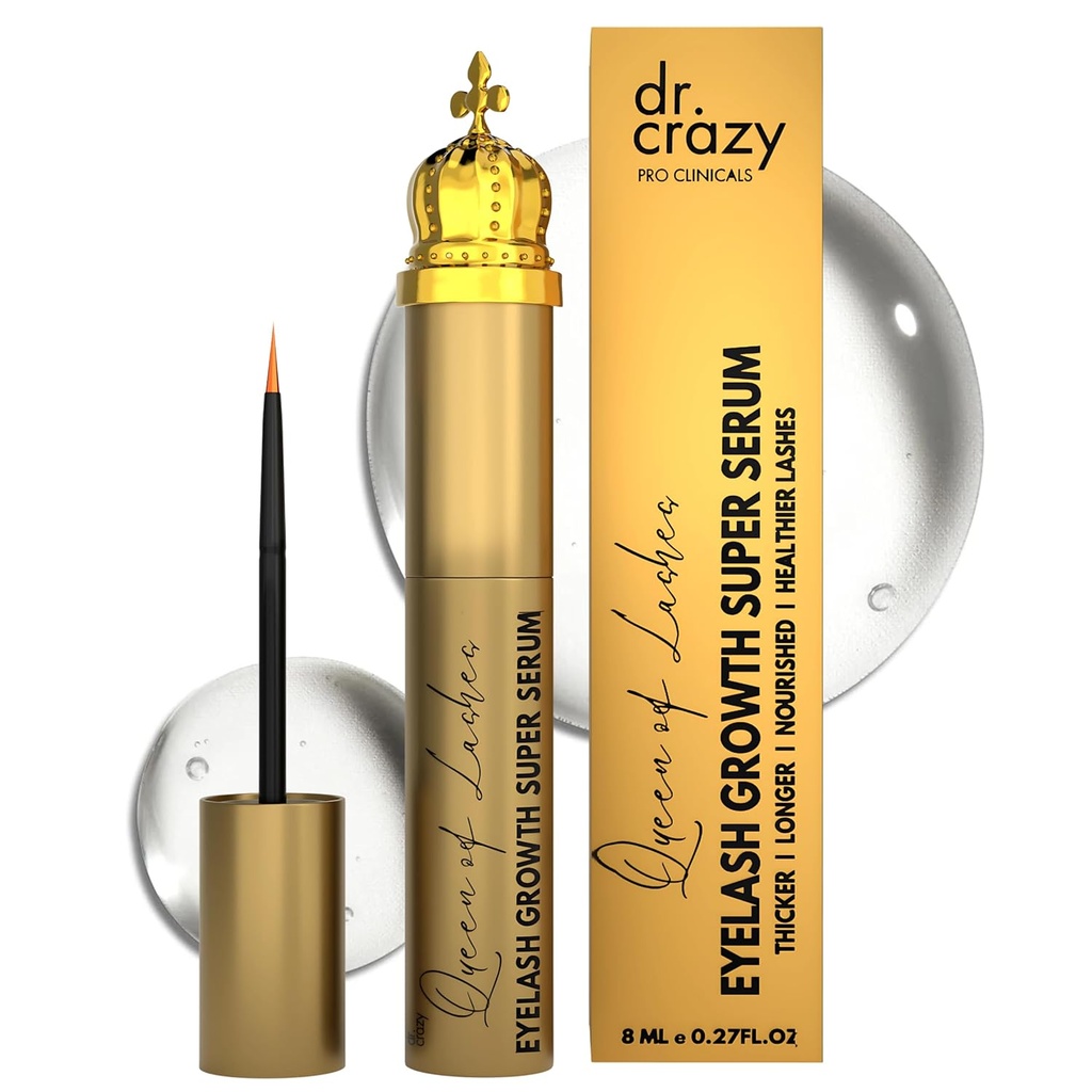 Queen of Lashes Peptide Growth Serum - Lash & Brow Enhancer with Peptides & Ginseng Root Extract - bez hormónov, Oftalmológ testovaný vzorec pre dlhšie, plnšie Lashes (8 ml)