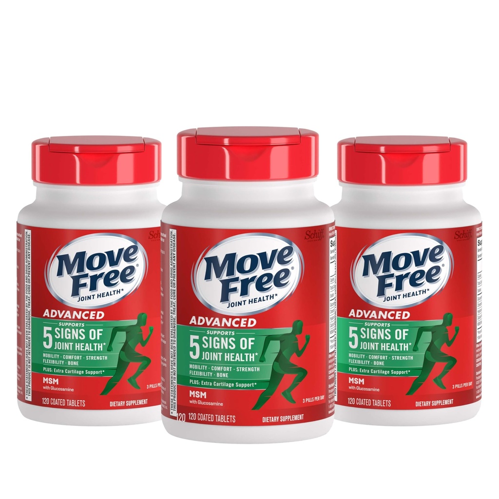 Presuňte Free Advanced Glucosamine Chondroitin MSM Joint Support Doplnok pre spoločnú podporu, Podporuje Mobilita Sila Pohodlie Flexibilita a kosti - 120 Počet (Stock of 3)