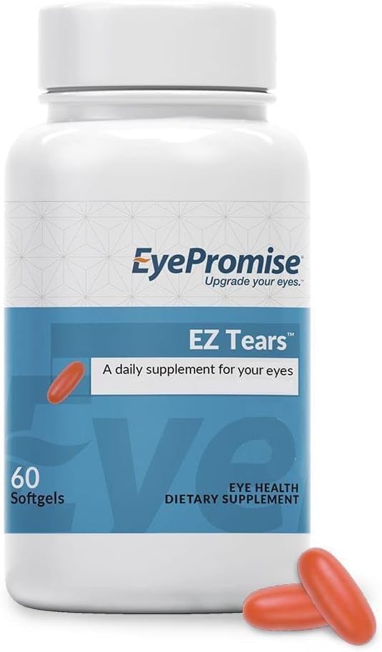 EyePromise EZ Tears Eye Vitamín - 60 Softgels, 30-Deň dodávky - Očné doplnok s Omega 3s, Primrose olej a kurkum koreňový extrakt - ciele podráždenia očí, suchosť, svrbenie a sčervenanie