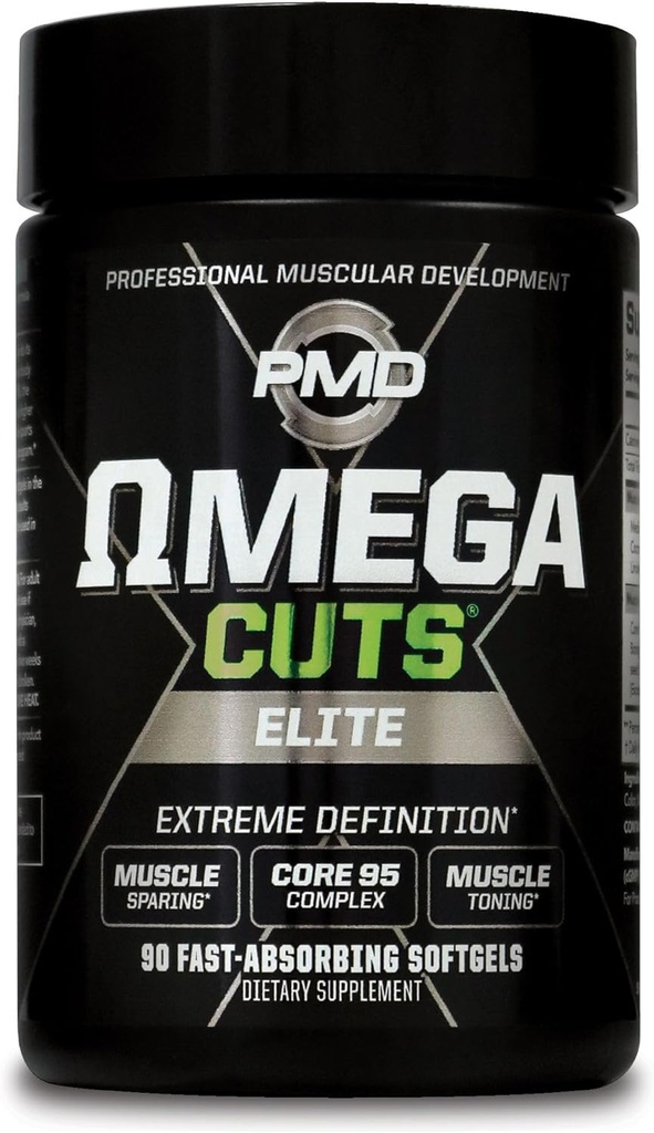 PMD športové Omega rezy Elite Fat Loss-Muscle Definovanie vzorca - Omega mastné kyseliny, MCT a CLA pre svalovú definíciu a údržbu - Keto Friendly for Women and Men - Stimulant Free (90 Softgels)