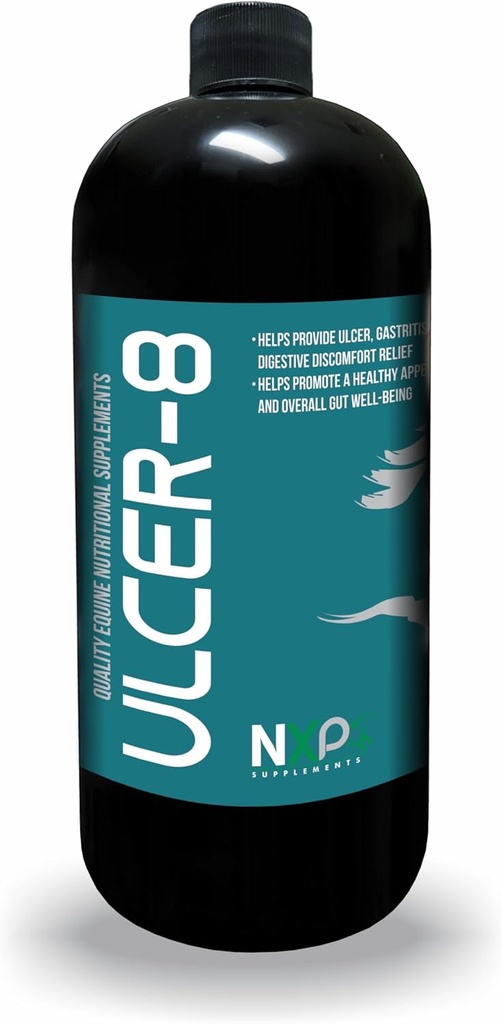 Ulcer-8 - Ulcer Gastritída & Colic Relief Apppetite Digestion Supplement for Horses by NXP Supplements - 1 Quart (32 oz)