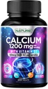 Vápnik 1200 mg s vitamínom D3 pre najlepšiu absorpciu - Advanced Bone Suplement, 1200 mg uhličitan vápenatý & 1600 IU Vitamín D3, pomalé uvoľňovanie pre imunitnú podporu, jednoduché prehltnutie, 240 tabliet