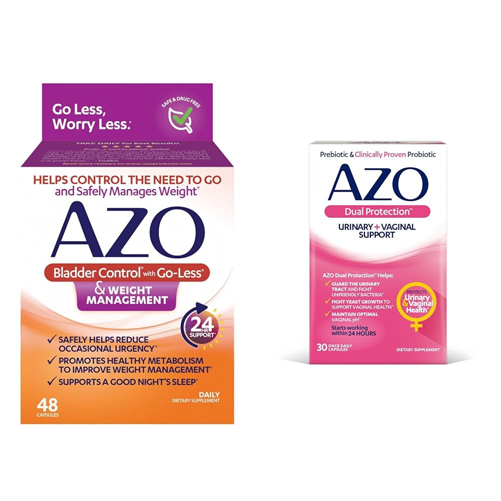 AZO Kontrola močového mechúra s Go-Less® & Weight Management Diétny doplnok a Duálna ochrana