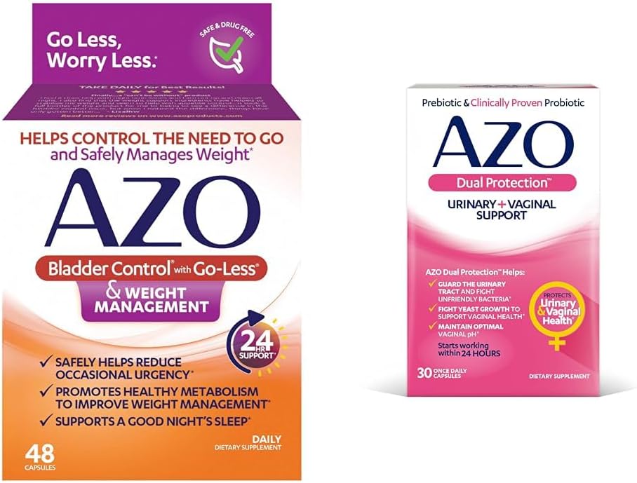 AZO Kontrola močového mechúra s Go-Less® & Weight Management Diétny doplnok a Duálna ochrana