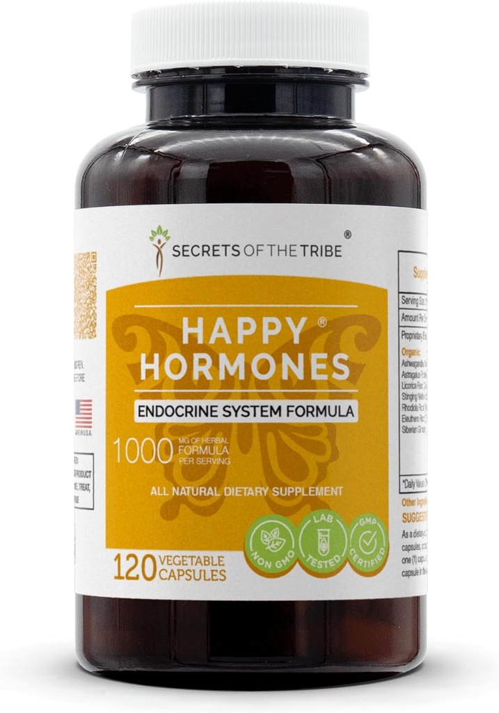 Tajomstvá kmeňa - Happy Hormones, Endokrinný systém Formula, Bylinné doplnok zmes (120 Kapsule)