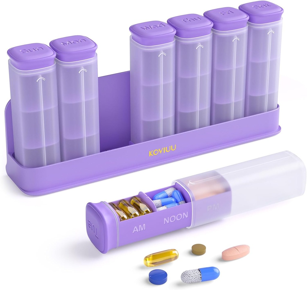 Týždenné pilulky Usporiadateľ 3X denne, Odnímateľné pilulky Box 7 deň, Veľké 3 Časy Denné pilulky Prípad, Cestovné pilulky Kontajner držiaka, Týždeň medikácie Dispenser pilulky pre vitamín doplnková medicína, purpurová