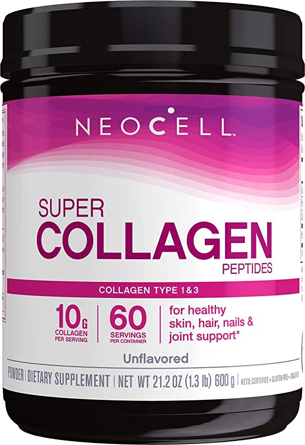NeoCell Super Collagen Peptides, Grass-Fed Collagen Typy 1 a 3, Neochutené, 21.2 Ounces (Backage May Vary)