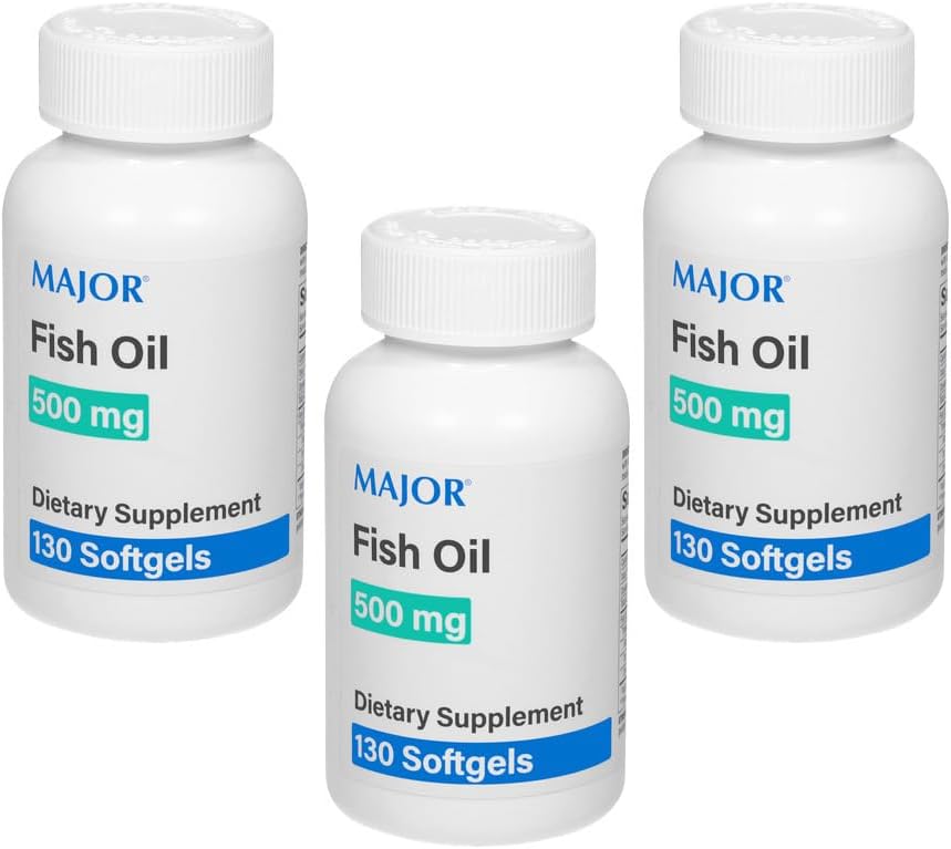 MAJOR Fish Oil 500mg Softgels - Omega-3 Fish Oil Supplement - Dietary Supplement - 130 Count (3 balenia)