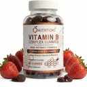 O NUTRITIKY Vitamín B komplex Vegánske Gummy s vitamínom B12, B7 ako biotín, B6, B3 ako niacín, B5, B6, B8, B9 ako folát pre stres, energiu a zdravý imunitný systém (1 balenie)