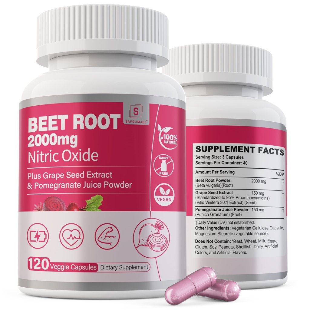Repa Root Kapsule 2000mg Doplnky k oxidu dusnatého w/ Extrakt zo semien hrozna, extrakt z granátového jablka podporuje obeh a prietok krvi, energia pre mužov/ženy, organický cviklový prášok, negeneticky negeneticky modifikovaný, 240 grófov