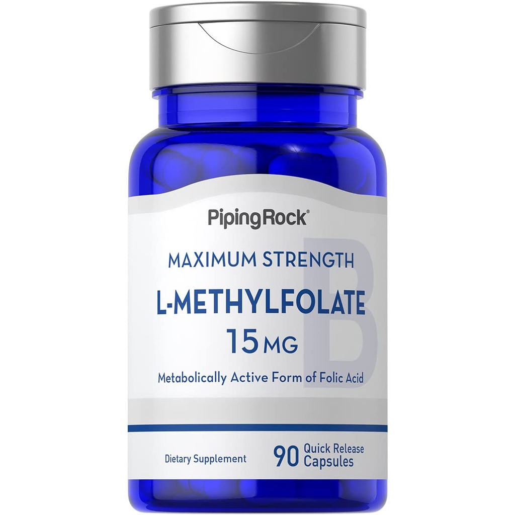 Piping Rock L Methylfolate 15 mg | 90 Capsules | Max Potency | Active Folic Acid Supplement | Non-GMO, Gluten Free