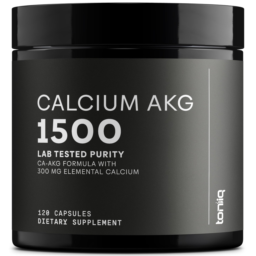 Toniiq 1500mg Ultra vysoká čistota Ca AKG Supplement - 99%+ Vysoko čistený a biologicky dostupný vápnik alfa-ketoglutarát - vápnik AKG Longevity Supplement - 120 Ca-AKG Vegetariánske kapsuly