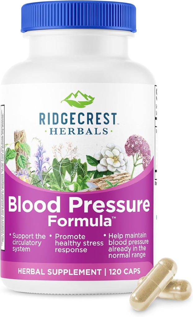 RidgeCrest bylinné byliny krvný tlak bylinné Formula, 12 bylín, Poria Huba, Gastrodia, Gardenia, pre srdce, cievne, Circulation Health (120 Počet)