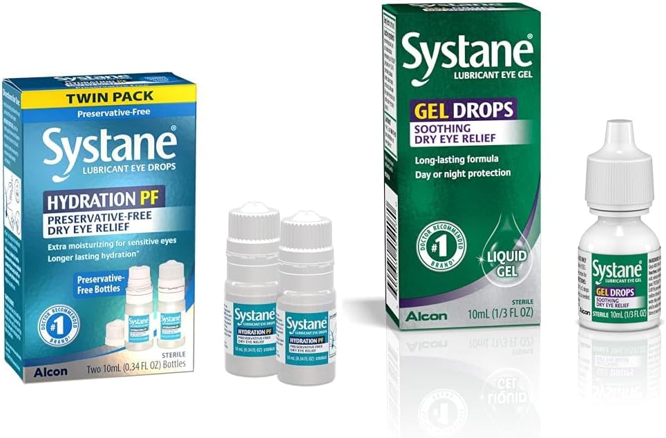 Systane Hydration Multi-Dose Conservative-Free Eye Drops Dry Eye Relief Twin Pack (2x10ml) a Lubricant Eye Gel Drops, 10-ml (Backaging May Vary)