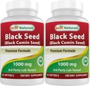 Najlepšie Naturals 2 Balíčky Čierny olej z semien Kapsule 1000 mg (Non-GMO) Nigella Sativa - 100% Cold Pressed Black Cumin Seed Oil Pills Obsahuje Thymoquinone 60 Počet (Total 120 Softgels)