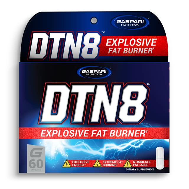 Gaspari Nutrition DTN8: Výbušný spaľovač tukov, prírodná energia a duševné zameranie, adrenálna a stresová podpora (60 kapsúl)