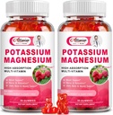2 balenie draslíka horčík doplnok Gumičky - Dusičnan draselný a horčík Glycinát pre nohy Cramps a svalovina, nálada a relaxácia, Energetická podpora s vitamínom B6, D3, C malinová chuť