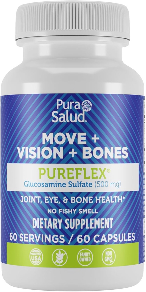 Basic Brands Pura Salud Pureflex Glucosamine Sulfate 500mg, 60 count (Pack of 1)
