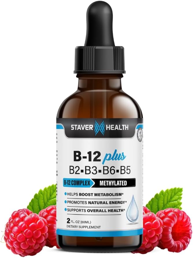 B12 Plus tekutý vitamín B komplex doplnok - B komplexný vitamín doplnok - 2 mesiace dodávky - podpora energie doplnok - Vegan - non-GMO - bezlepok - 2 Fl Oz