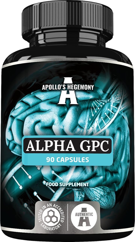 APOLLO'S HEGEMONY Alpha-GPC 600mg per Daily Dose - 90 Vegan Choline Kapsule - 99% Cholín Alfoscerate Dietary Supplement - Lipid Choline - Pamäť a koncentrácia Kapsule