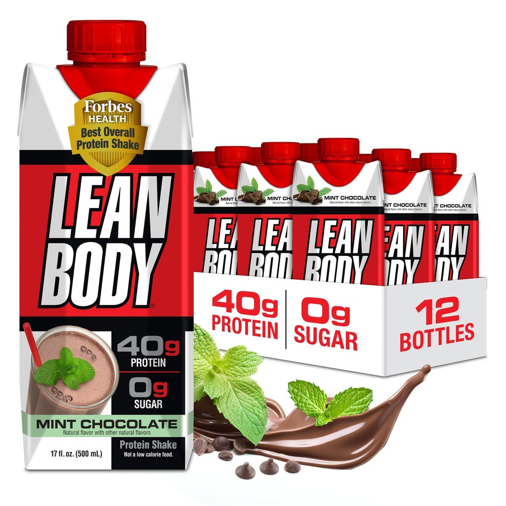 Labrada Lean Body Ready-to-Drink Chocolate Protein Shake, 40g Protein, Wheey Blend, 0 Sugar, Gluten Free, 22 Vitamíny a minerály, (Recyklovateľný kartón a vrece - balenie po 12) LABRADA