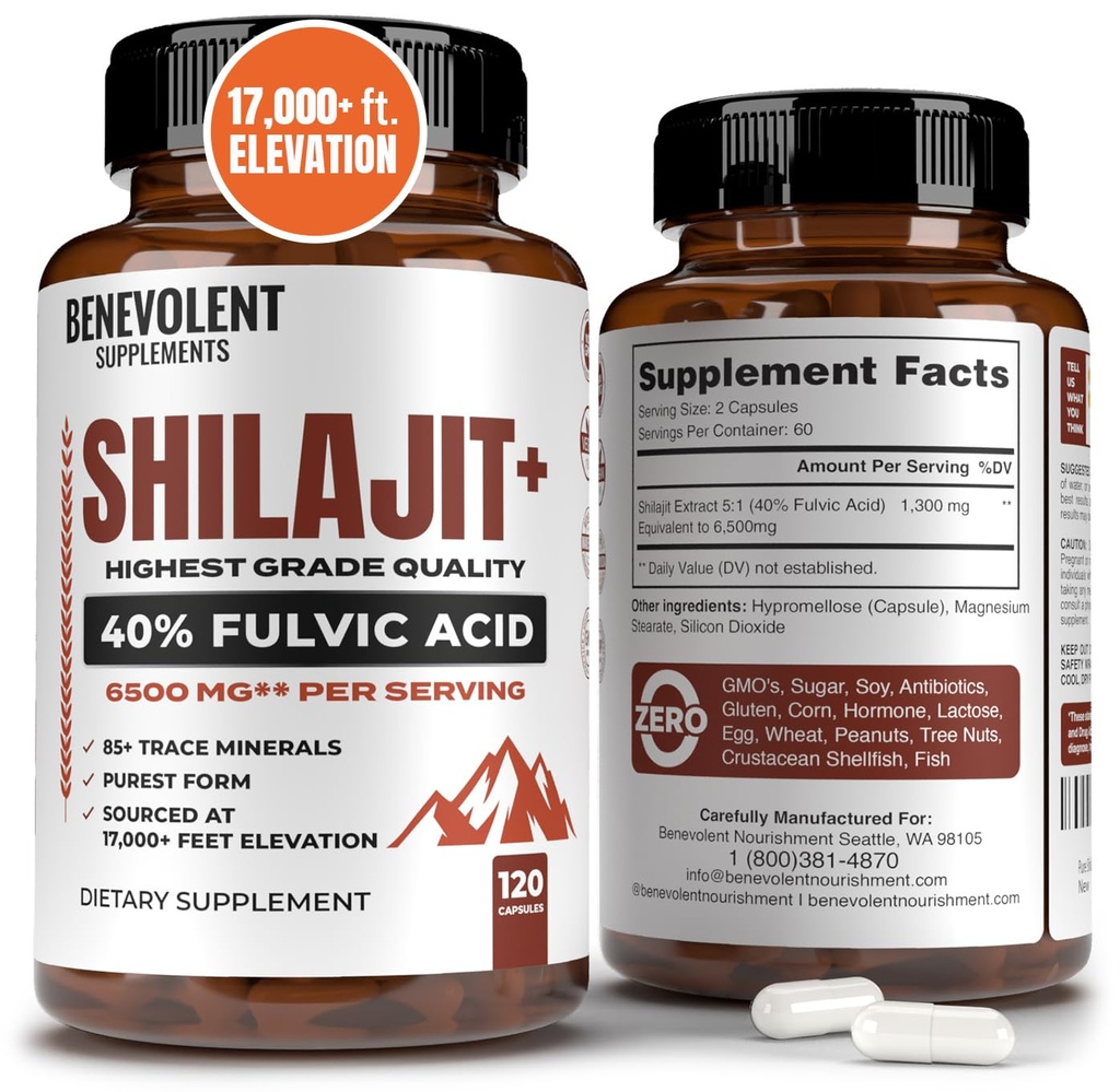 6,500mg Shilajit Supplement with 40% Fulvic Acid (High Absorbtion)