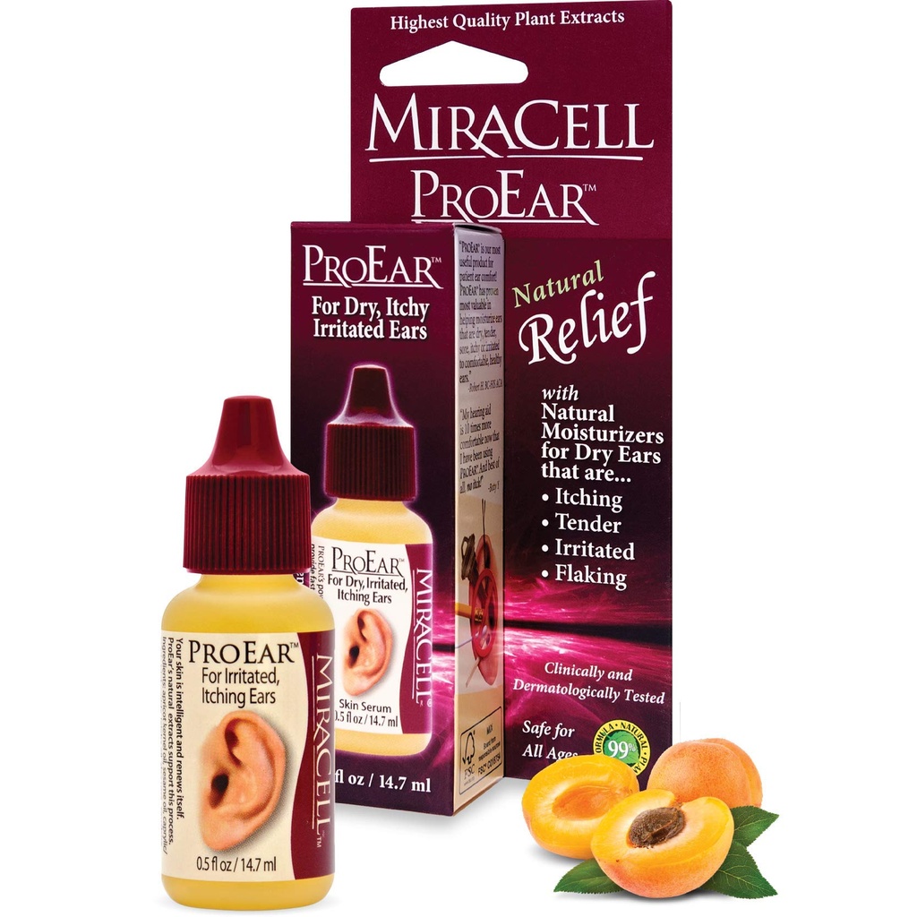Miracell ProEar, Ušné kvapky pre svrbenie ucha, Ušný vosk zmäkčovač, upchaté uši, suché uši, pre dospelých detí. 0, 5oz