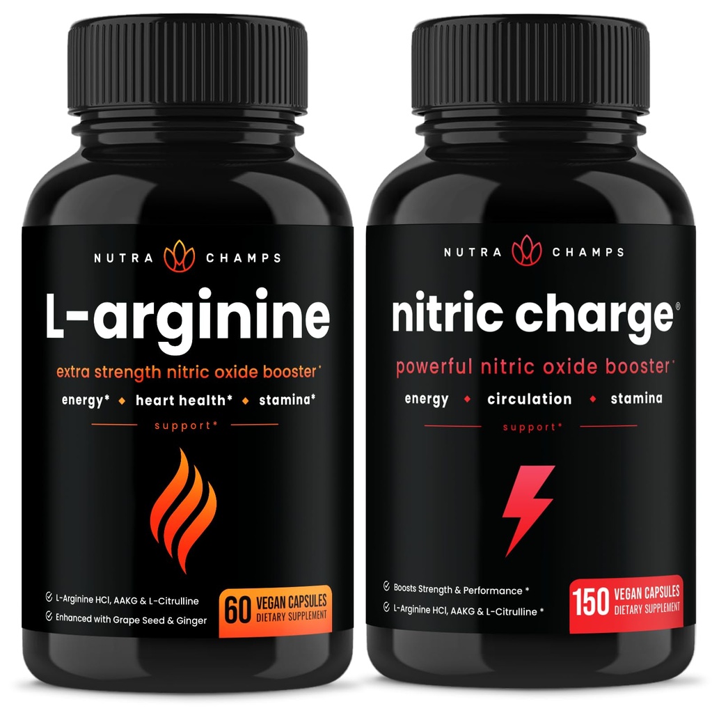 NutraChamps L-arginín Kapsule a Nitric Charge Kapsule 2 Balenie Bundle