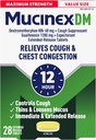 Mucinex Kašeľ Potláča a očakávajúci, DM Maximum Strength 12 Hour Tablets, 28ct, 1200 mg Guaifenesin, Relives Chest Congestion, Tichý mokrý a suchý Kašeľ, # 1 Lekár odporúča OTC Explorant