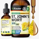 BIO KRAUTER ľubovník bodkovaný Tinktúra - Hypericum Perforatum tekutý extrakt na podporu nálady - vysoká absorpcia - Vegan kvapky 2 Fl.Oz.