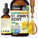 BIO KRAUTER ľubovník bodkovaný Tinktúra - Hypericum Perforatum tekutý extrakt na podporu nálady - vysoká absorpcia - Vegan kvapky 2 Fl.Oz.