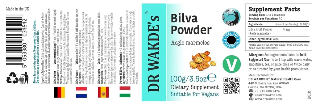 DR WAKDE'S Bilva Fruit Powder (Bael Fruit 