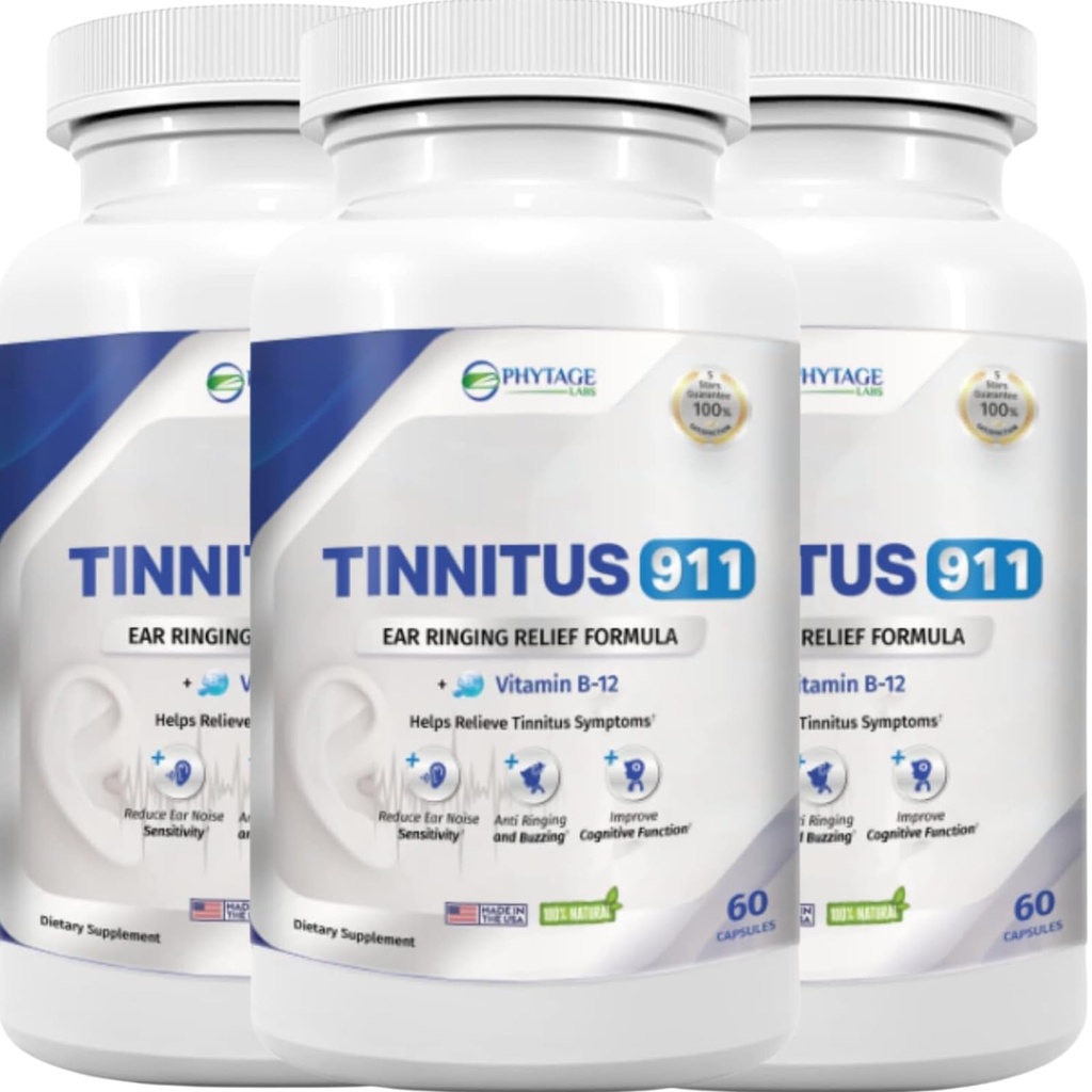 Tinitus 911 - Tinitus úľava doplnok - Relief zvonenie ucha - 3 balenie