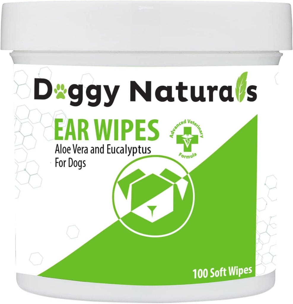 Čistič uší psov Utierky s Aloe a Eucalyptus (100 gróf) - Otic Čistič uší pre psov (vyrobené v USA) (100ct Utierky s Aloe & Eucalyptus)