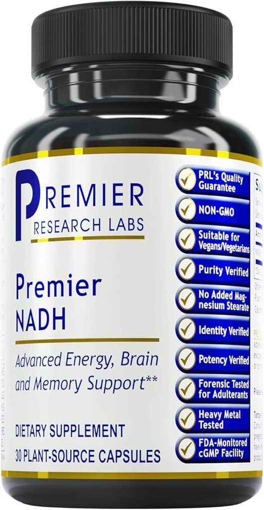 Premier Research Labs NADH - NADH Supplement, NAD Supplement for Men & Ženy, Nikotínamid Adenín Dinukleotid, Cell Regenerator, Respiratory Support - 30 Vegetariánske kapsuly