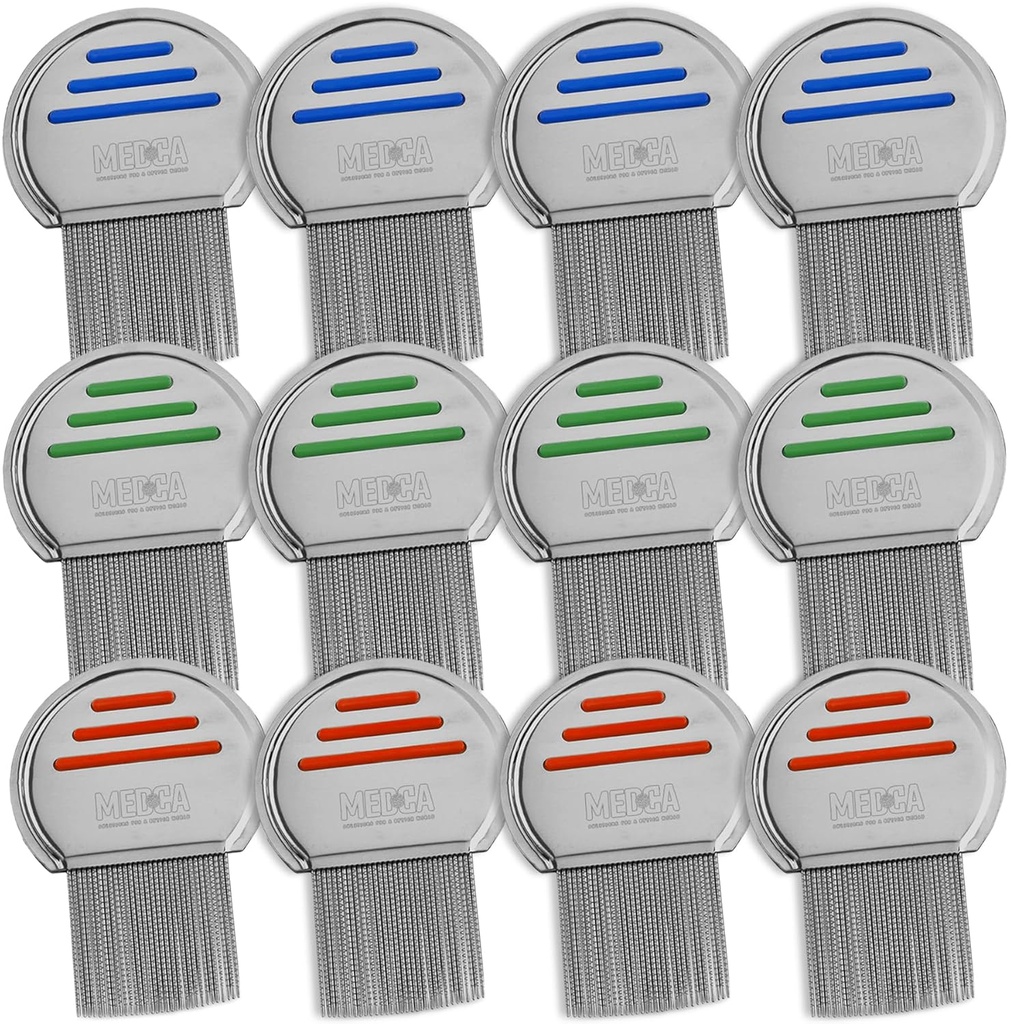 Lice Comb - (Pack of 12) Liečba vši, ktorý je individuálne balené Professional nerezová oceľ Louse a Nit Combs odstraňuje vajcia s okrúhlymi tipy pre Comfort