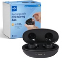 Medline nabíjateľné OTC sluchové pomôcky, čierna, in-The-Ear, 4 Environmental Settings, Water Resistant, Adjustable Volume, Mierna až stredne ťažká sluchová strata, zníženie hluku, sluchové pomôcky