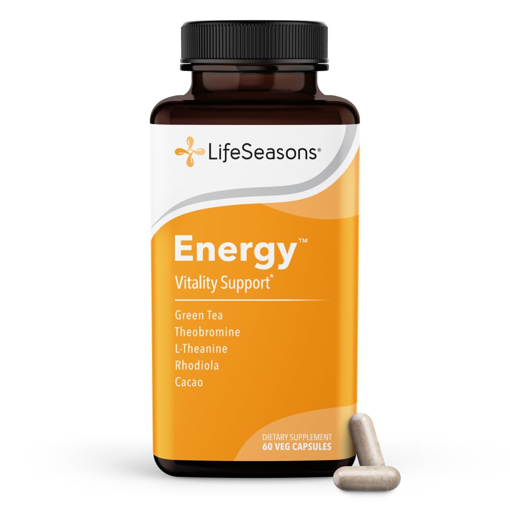 LifeSeasons Energy - Vitality Support - Energy Booster pre fyzickú a kognitívnu silu - Žiadne nervy - zvyšuje výdrž - obsahuje zelený čaj a L-Theanine - 60 Počet (Pack of 1)
