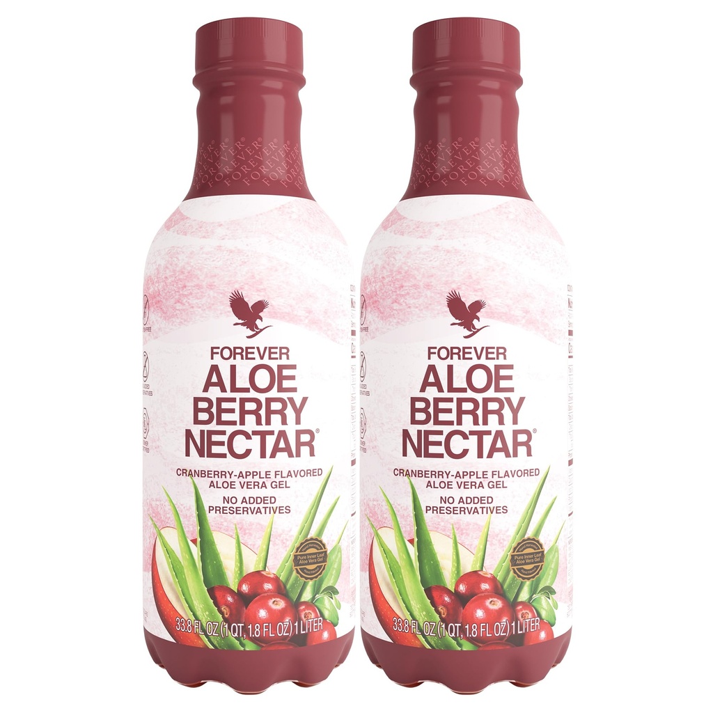 Forever Living - Aloe Berry Nectar - 90,7% Pure Aloe Vera Gel s brusnicami a jablkami - bez konzervačných látok - 1L (balenie 2)