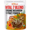 Ellie je najlepší 7 Huba prášok extrakt Blend Supplement Organic 114 Slúži vysokej potencie Double Extracted Cordyceps, Reishi, Turkey Tail, Chaga, Lion's Mane - 4oz