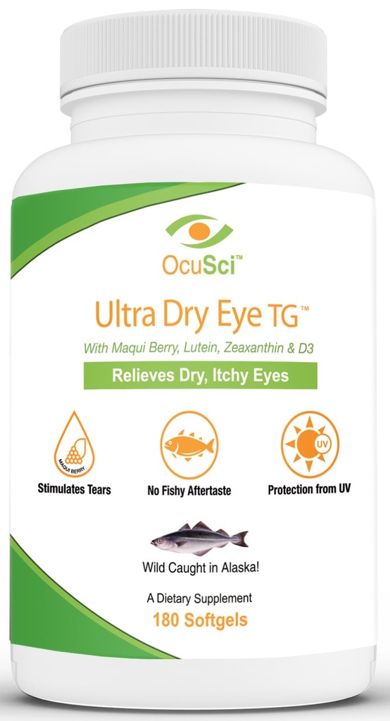 Formulované tak, aby pomáhali relieve dry, svrbenie očí - 1700mg triglycerid Omega-3 + EPA & DHA, lutein, zeaxantin, B12, D3-60 Servings (Ultra Dry Eye, UDETG - 2 mesiace)